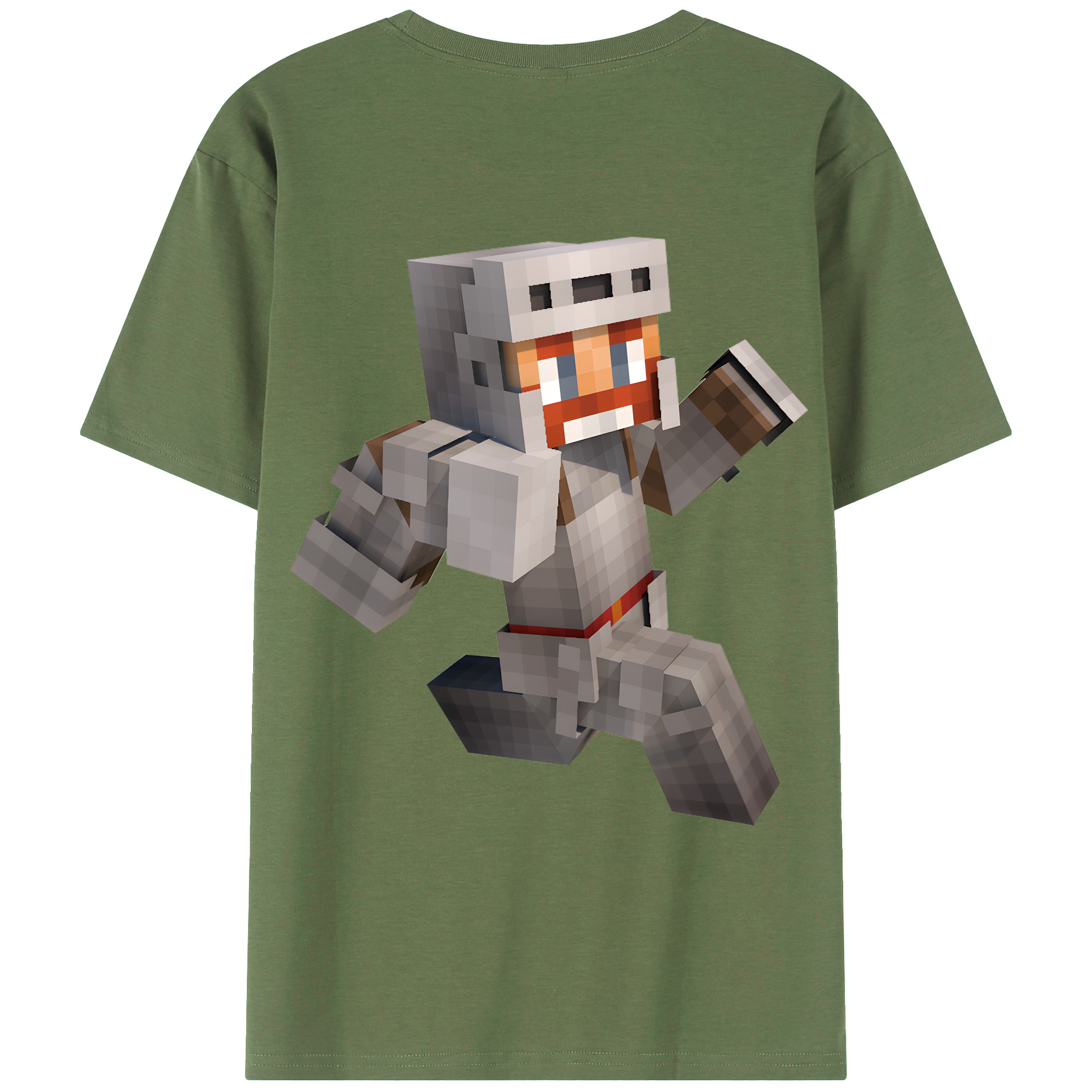 （画像用） マインクラフト ブロックの世界 Minecraft MC Block world 綿100％ メンズ半袖Tシャツ（バックプリント） 通気性